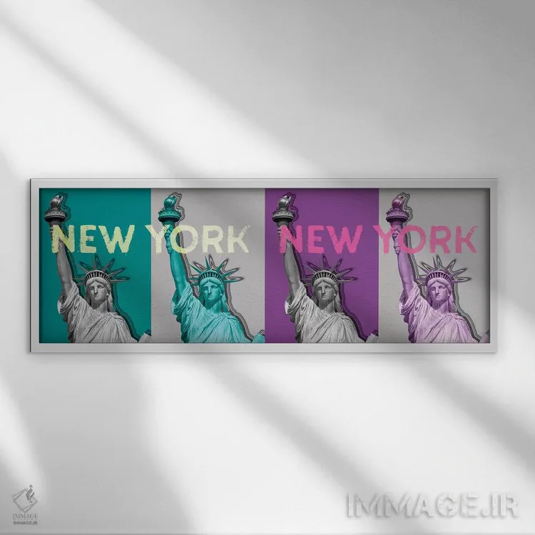 تابلو پاپآرت مجسمه آزادی IV اثر ملانی ویولا - نمای قابدار سفید