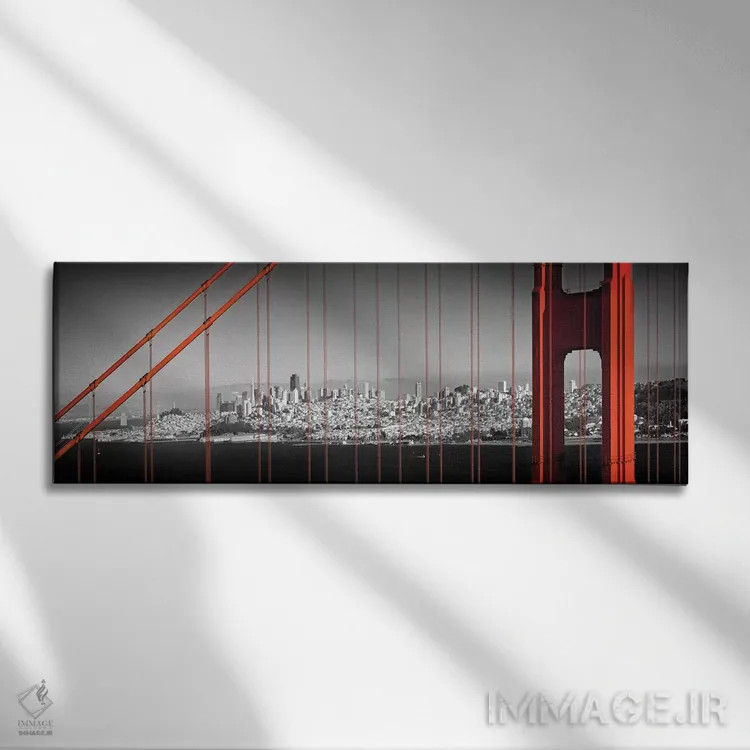 تابلو نمای پانوراما از پل گلدن گیت و مرکز شهر اثر ملانی ویولا - نمای روبهرو روی دیوار