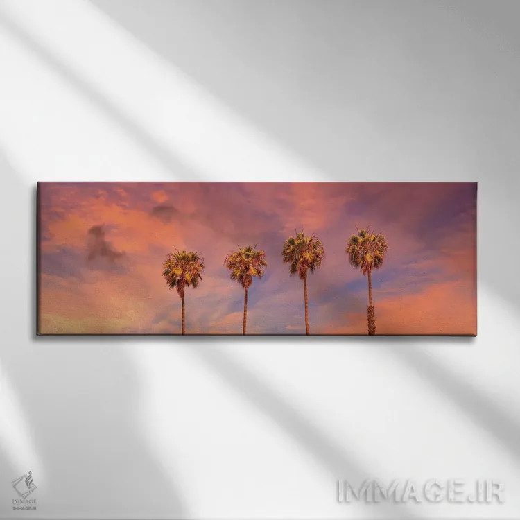 تابلو غروب نخلها (نمای پانوراما) اثر ملانی ویولا - نمای روبهرو روی دیوار