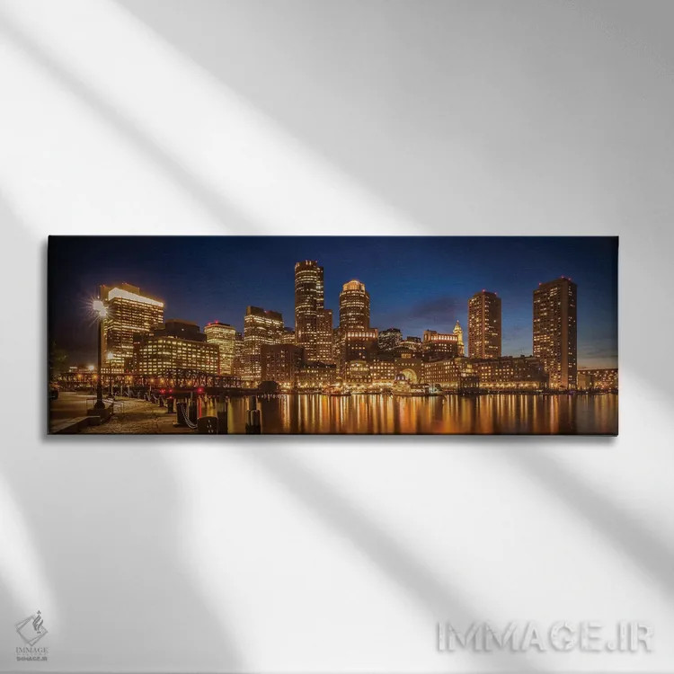 تابلو پارک فن پیر و افق بوستون در عصر (پانوراما) اثر ملانی ویولا - نمای روبهرو روی دیوار