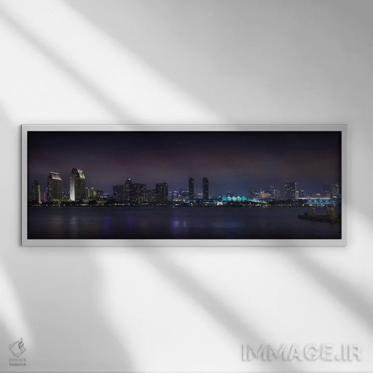 تابلو منظره شب سندیهگو اثر ملانی ویولا - نمای قابدار سفید