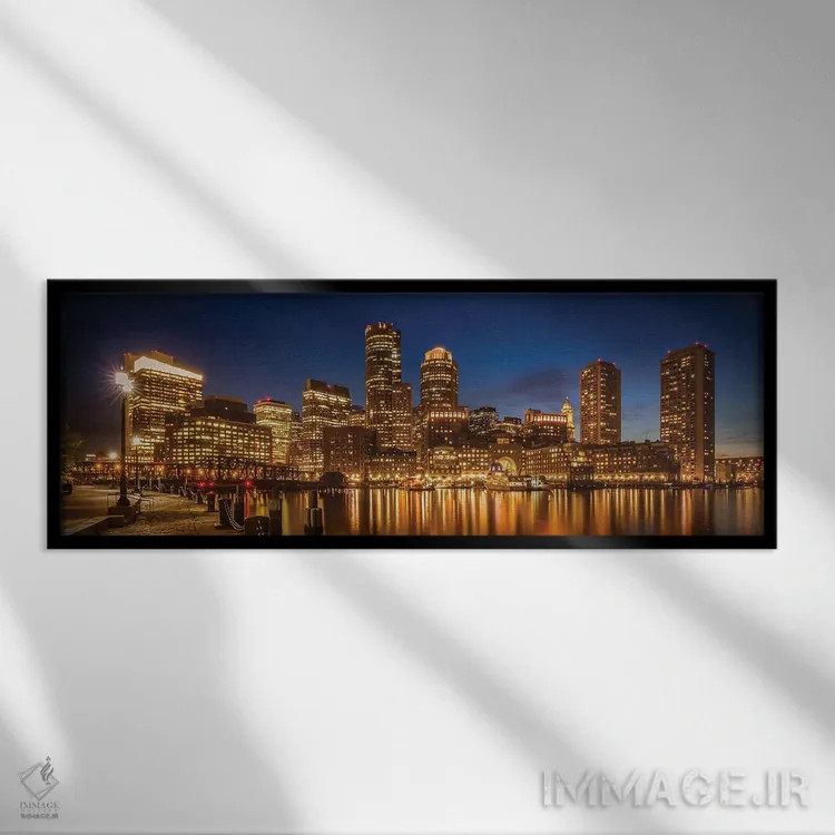 تابلو پارک فن پیر و افق بوستون در عصر (پانوراما) اثر ملانی ویولا - نمای قابدار مشکی