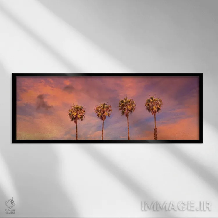 تابلو غروب نخلها (نمای پانوراما) اثر ملانی ویولا - نمای قابدار مشکی