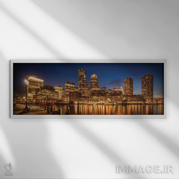 تابلو پارک فن پیر و افق بوستون در عصر (پانوراما) اثر ملانی ویولا - نمای قابدار سفید