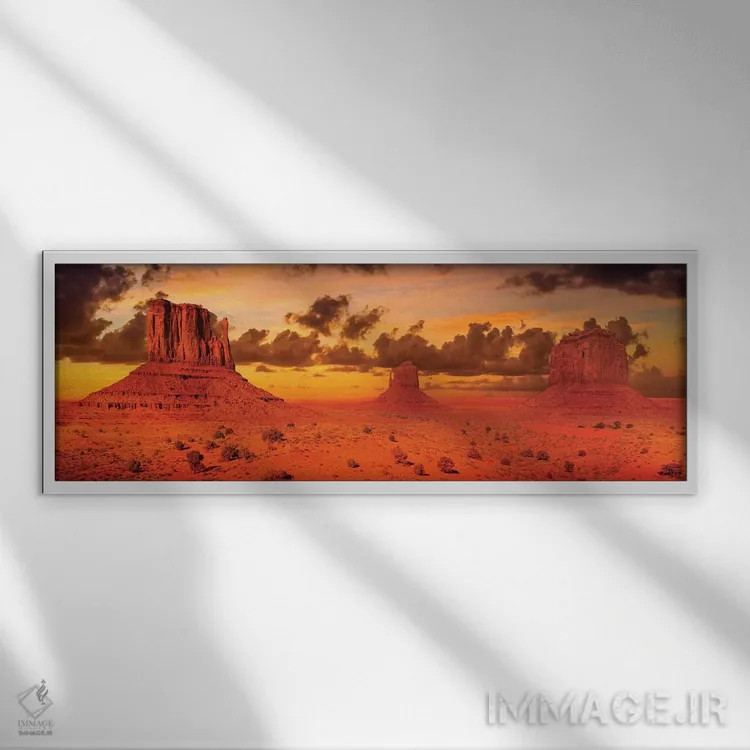 تابلو دره یادبود باشکوه در غروب اثر ملانی ویولا - نمای قابدار سفید