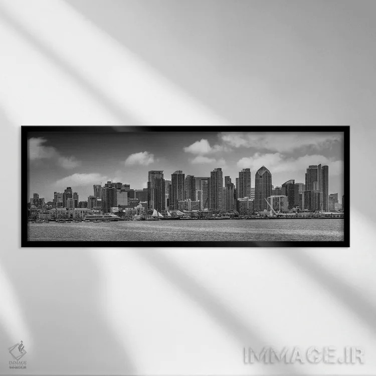 تابلو نمای خط افق سندیگو از هاربر آیلند اثر ملانی ویولا - نمای قابدار مشکی