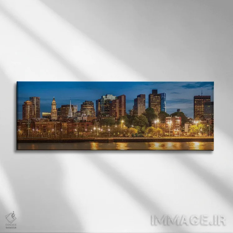 تابلو شمال بوستون و منطقه مالی (نمای پانوراما) اثر ملانی ویولا - نمای روبهرو روی دیوار