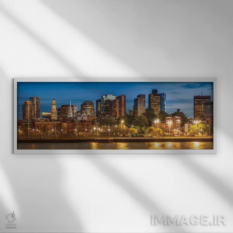 تابلو شمال بوستون و منطقه مالی (نمای پانوراما) اثر ملانی ویولا - نمای قابدار سفید