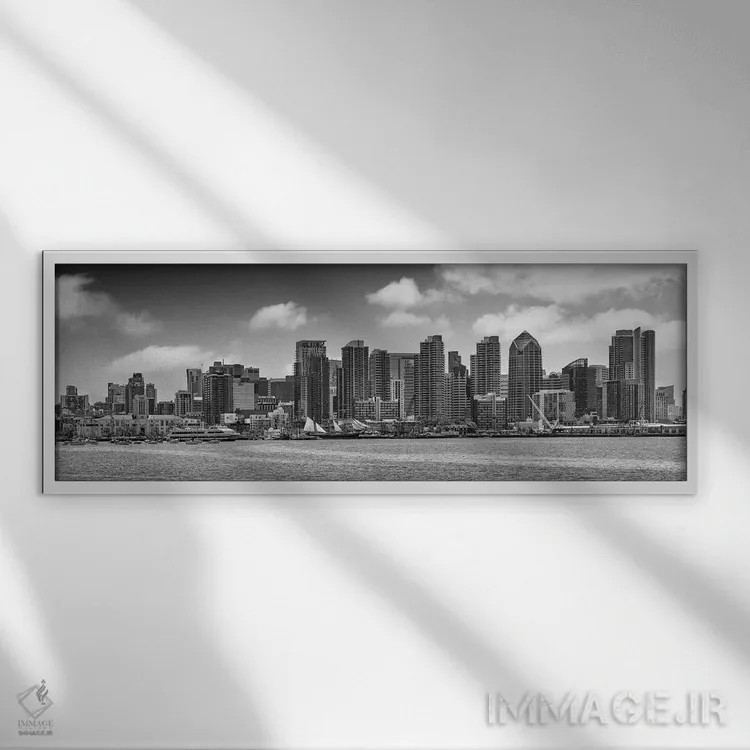 تابلو نمای خط افق سندیگو از هاربر آیلند اثر ملانی ویولا - نمای قابدار سفید