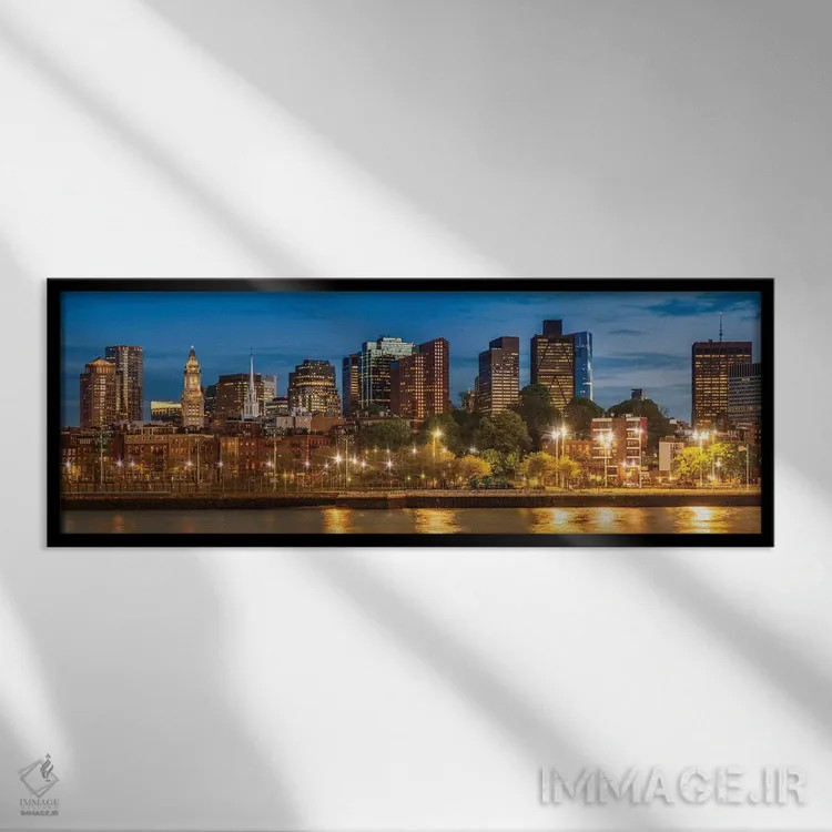 تابلو شمال بوستون و منطقه مالی (نمای پانوراما) اثر ملانی ویولا - نمای قابدار مشکی