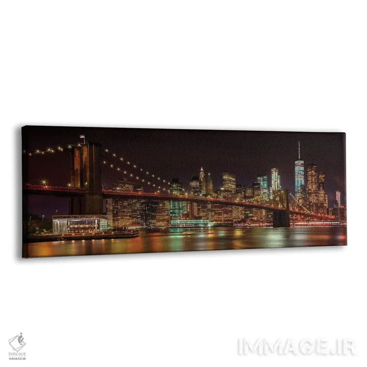 تابلو خط افق منهتن و پل بروکلین در منظره شبانه رویایی اثر ملانی ویولا - نمای پرسپکتیو محصول