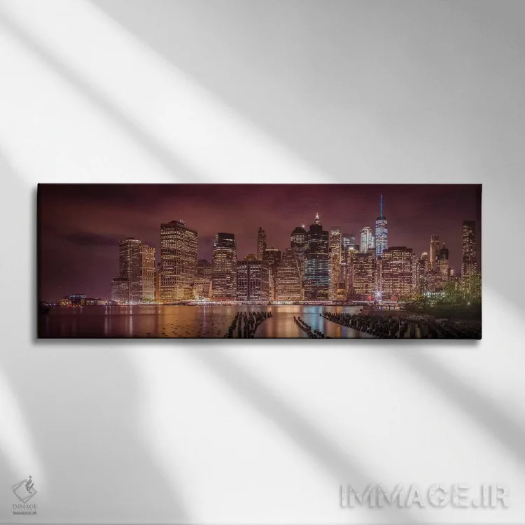 تابلو برداشت شبانه از شهر نیویورک اثر ملانی ویولا - نمای روبهرو روی دیوار