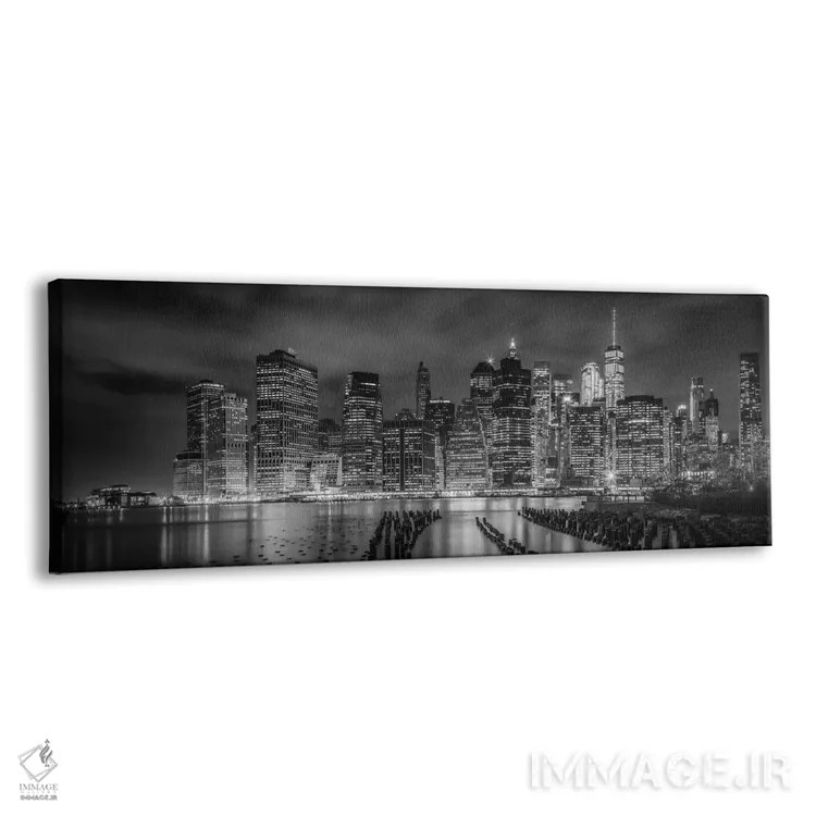 تابلو برداشت شبانه سیاه و سفید از شهر نیویورک اثر ملانی ویولا - نمای پرسپکتیو محصول
