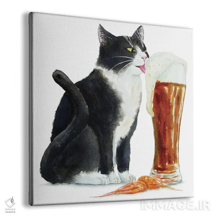 تابلو گربهٔ تاکسیدو و آبجو (0%) تیره اثر آلکسی دیمیتریویچ شمیروف - نمای پرسپکتیو محصول