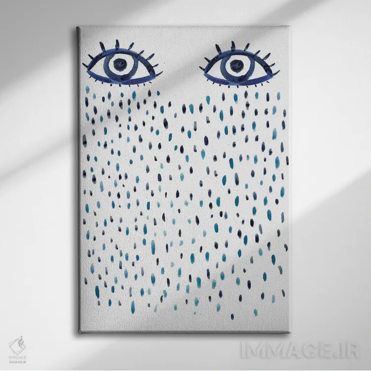 تابلو چشمان آبی اثر آلبینا براتچِوا - نمای روبهرو روی دیوار