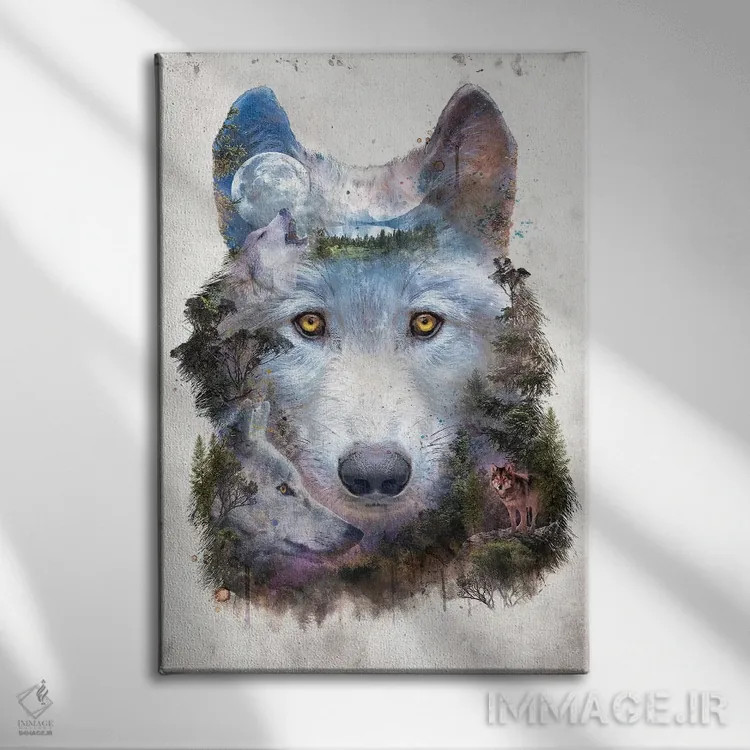 تابلو گرگ فراواقعی اثر برت بیگرز - نمای روبهرو روی دیوار