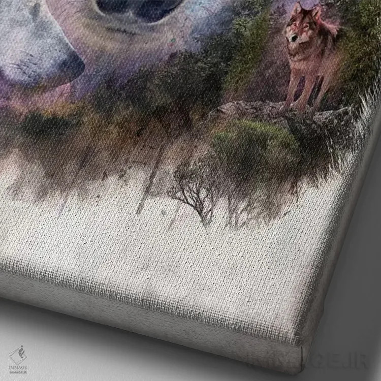 تابلو گرگ فراواقعی اثر برت بیگرز - نمای نزدیک بافت بوم