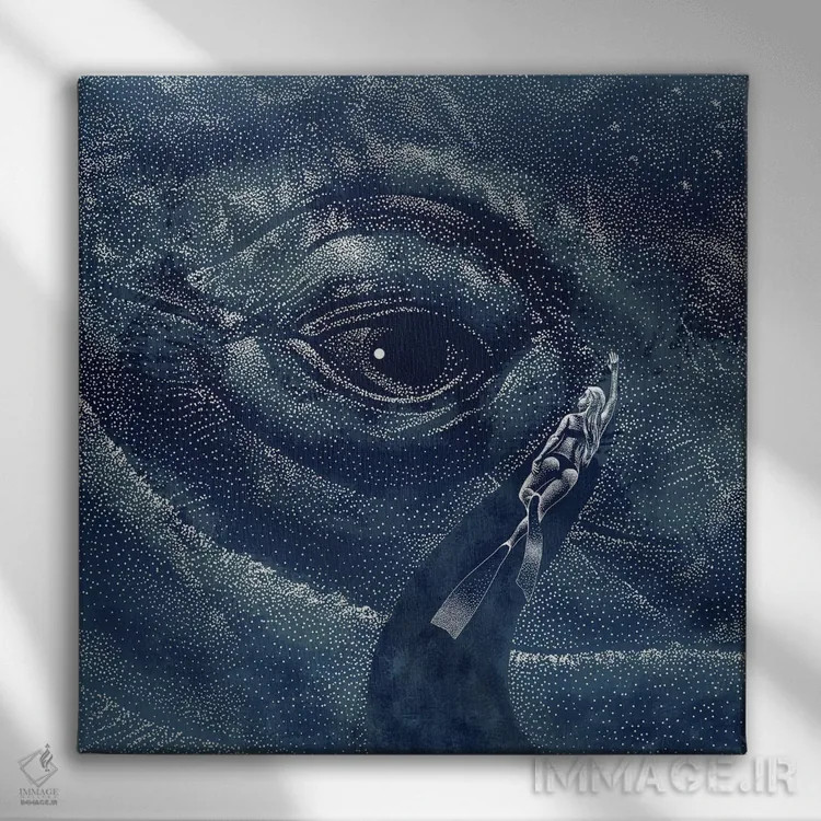 تابلو در چشم نهنگ اثر علیرضا چاکر - نمای روبهرو روی دیوار