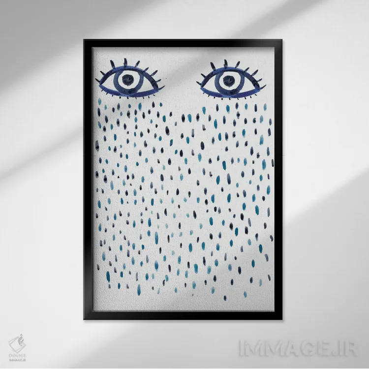 تابلو چشمان آبی اثر آلبینا براتچِوا - نمای قابدار مشکی