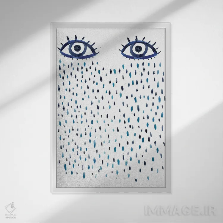 تابلو چشمان آبی اثر آلبینا براتچِوا - نمای قابدار سفید