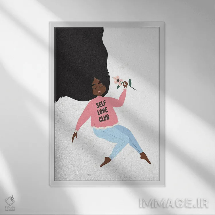 تابلو باشگاه عشق به خود اثر استودیو بو (استودیوی هنری) - نمای قابدار سفید