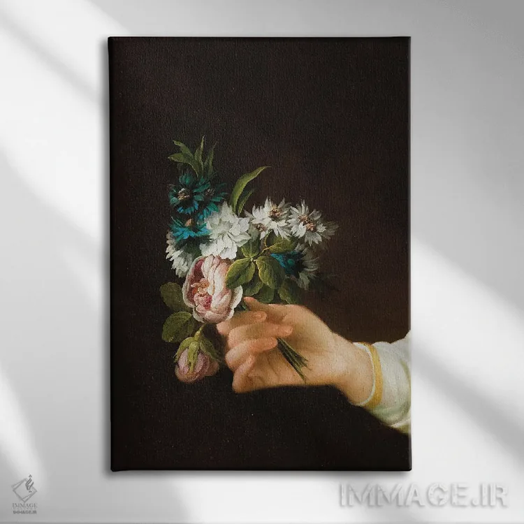 تابلو دستی که گل نگه داشته اثر بونا فیدسا - نمای روبهرو روی دیوار