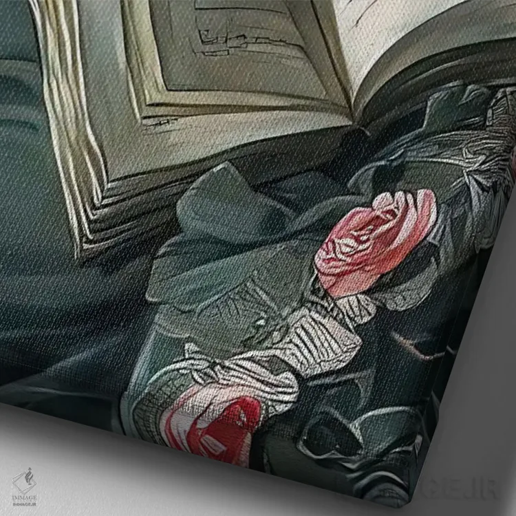 تابلو کتابهایم خوشحالم میکنند اثر بونا فیدسا - نمای نزدیک بافت بوم