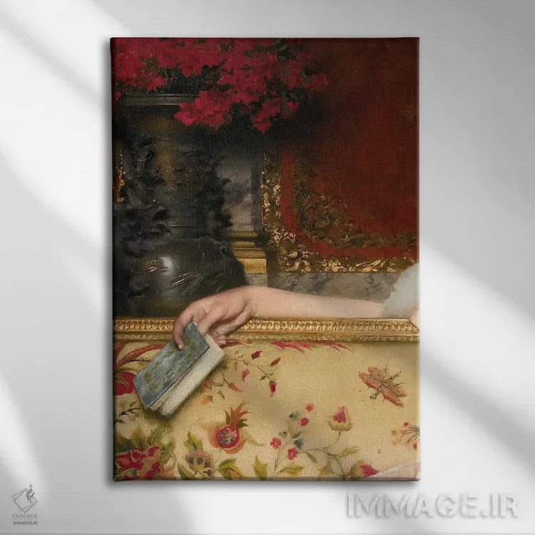 تابلو زن کتابخوان اثر بونا فیدسا - نمای روبهرو روی دیوار