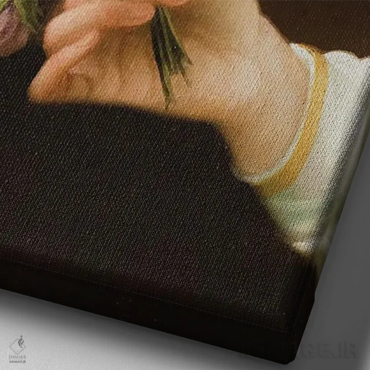 تابلو دستی که گل نگه داشته اثر بونا فیدسا - نمای نزدیک بافت بوم
