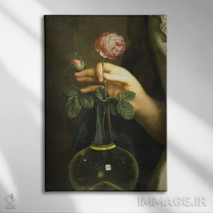 تابلو رز در گلدان اثر بونا فیدسا - نمای روبهرو روی دیوار