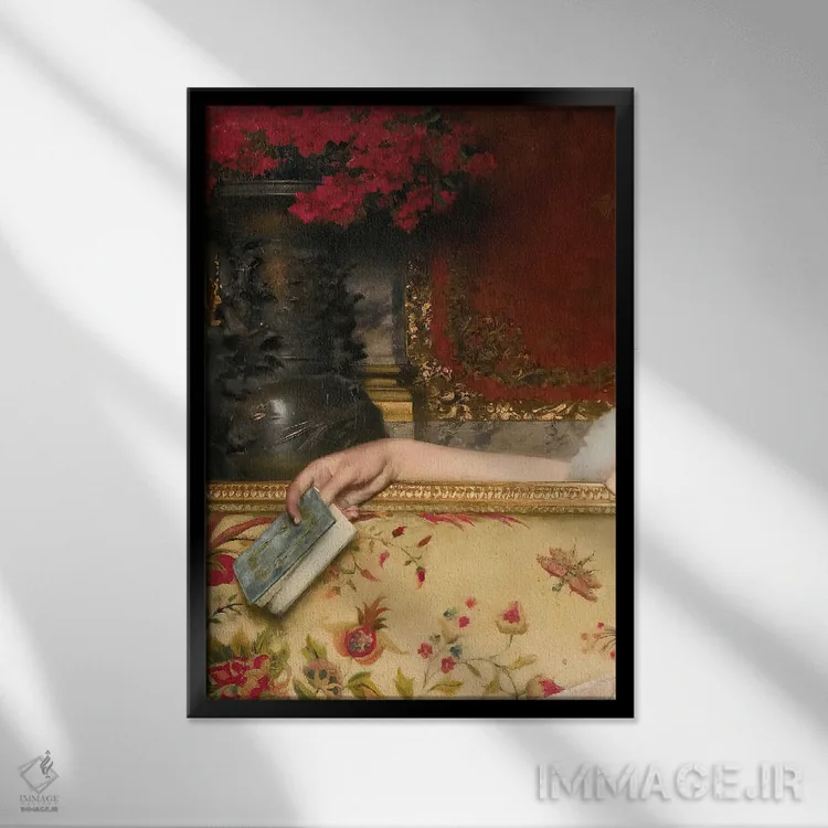 تابلو زن کتابخوان اثر بونا فیدسا - نمای قابدار مشکی