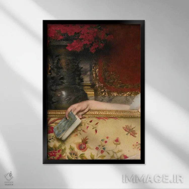 تابلو زن کتابخوان اثر بونا فیدسا - نمای قابدار مشکی
