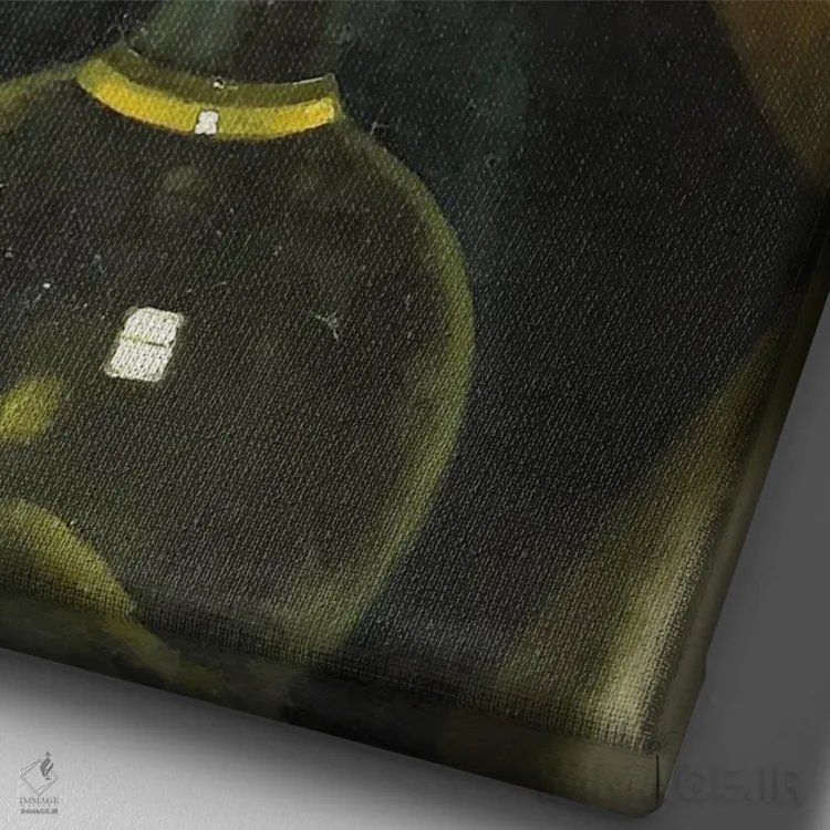 تابلو رز در گلدان اثر بونا فیدسا - نمای نزدیک بافت بوم