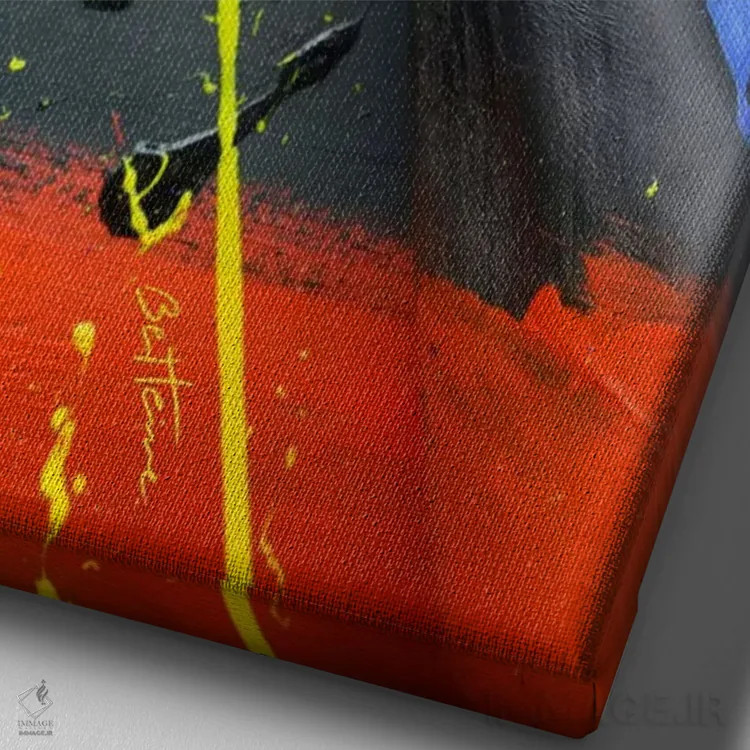 تابلو برای حقت بجنگ اثر بن هاین (هنرمند بلژیکی) - نمای نزدیک بافت بوم