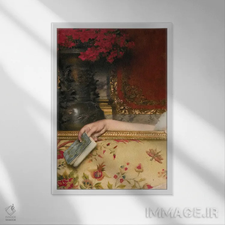 تابلو زن کتابخوان اثر بونا فیدسا - نمای قابدار سفید