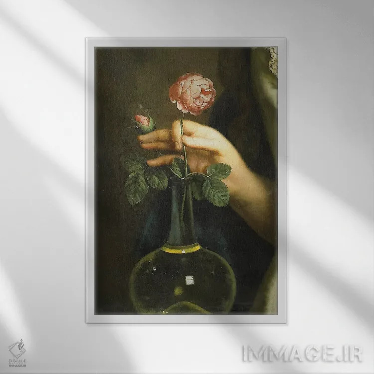 تابلو رز در گلدان اثر بونا فیدسا - نمای قابدار سفید