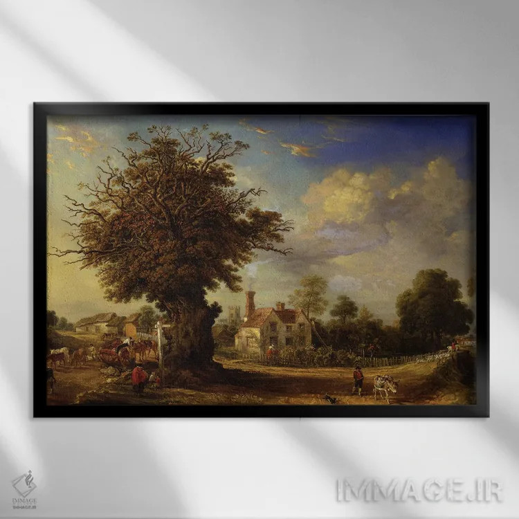 تابلو درخت بلوط یلدهم در یلدهم بزرگ، اسکس، ۱۸۳۳ اثر جیمز وارد - نمای قابدار مشکی