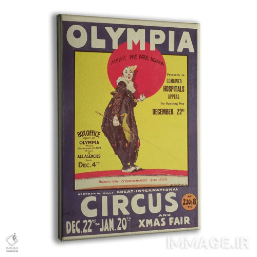 تابلو پوستر سیرک برترام میلز، ۱۹۲۲ اثر دادلی هاردی - نمای پرسپکتیو محصول