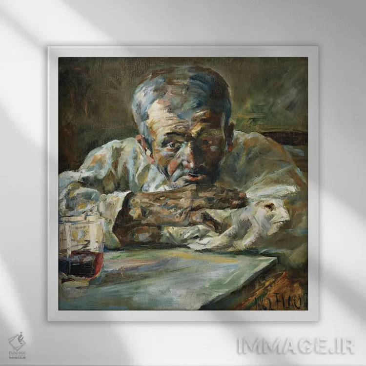 تابلو Father Mathias; A La Boutique, Chateau Du Bosc: Le Buveur, Le Pere Mathias, 1882,مرد نوشیدنیی، پدر ماتیا؛ در مغازه، قلعه دو بوسک: مرد میگسار، پدر ماتیا، ۱۸۸۲ اثر آنری دو تولوز-لوترک - نمای قابدار سفید