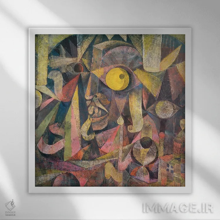 تابلو ماه در افول بود، و به من پوزخند یک انگلیسی را نشان داد، یک لرد بدنام اثر پل کله - نمای قابدار سفید