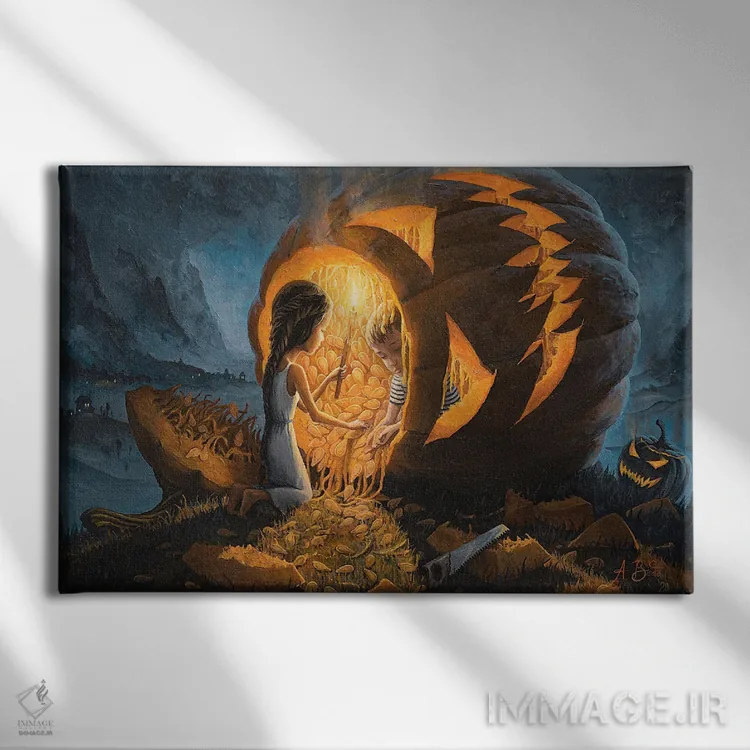 تابلو شبی که همهٔ شیاطین را ترساندیم اثر آدریان بوردَا - نمای روبهرو روی دیوار