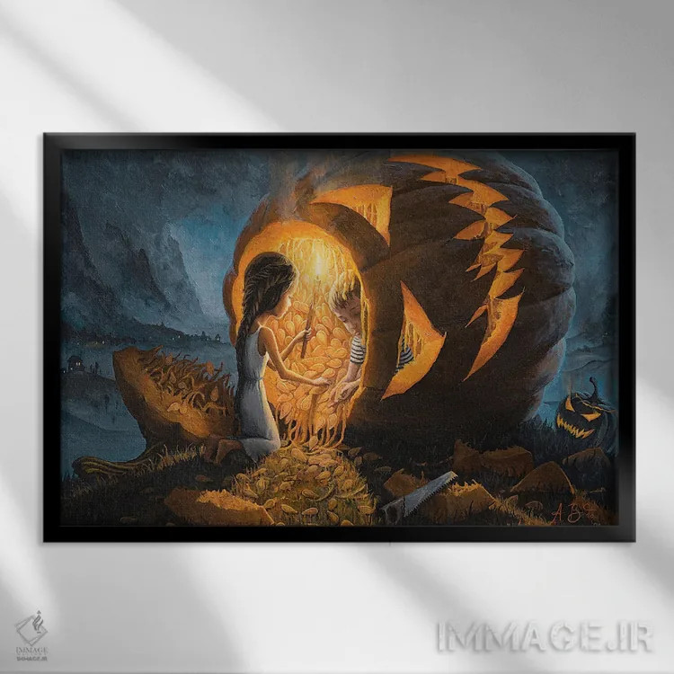 تابلو شبی که همهٔ شیاطین را ترساندیم اثر آدریان بوردَا - نمای قابدار مشکی