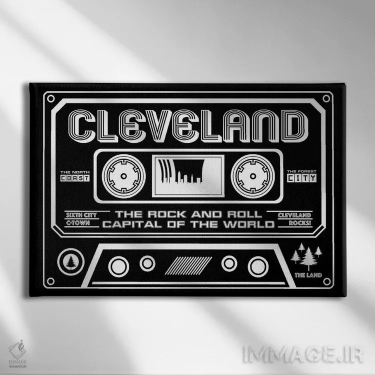تابلو کاست کلیولند اثر پرینتهای بنتون پارک (استودیو/گالری هنری) - نمای روبهرو روی دیوار