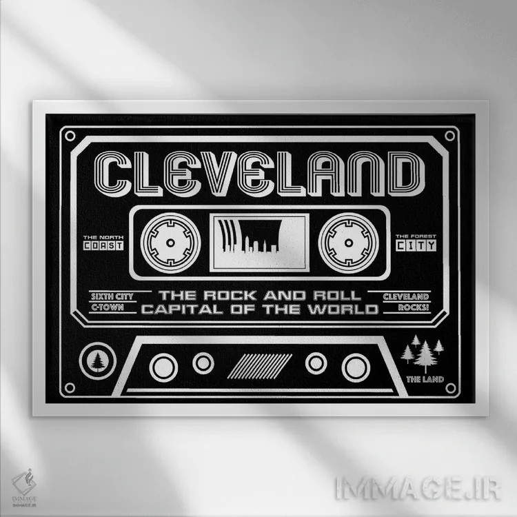 تابلو کاست کلیولند اثر پرینتهای بنتون پارک (استودیو/گالری هنری) - نمای قابدار سفید