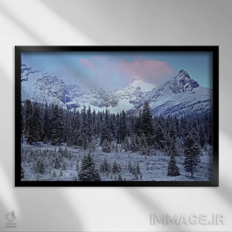 تابلو نور زودهنگام کوهستان اثر برایان ولف - نمای قابدار مشکی