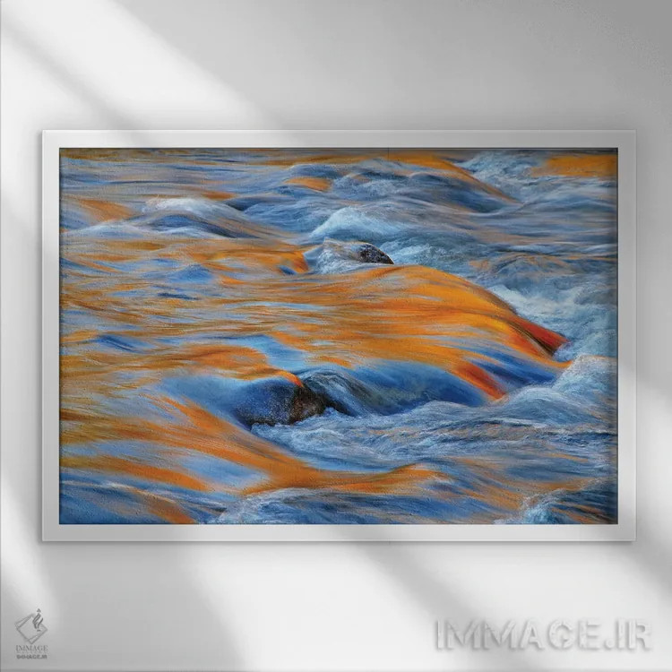 تابلو انعکاس آب روان اثر برایان ولف - نمای قابدار سفید