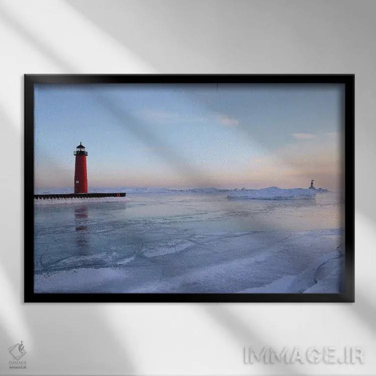 تابلو بندر یخزده اثر برایان ولف - نمای قابدار مشکی