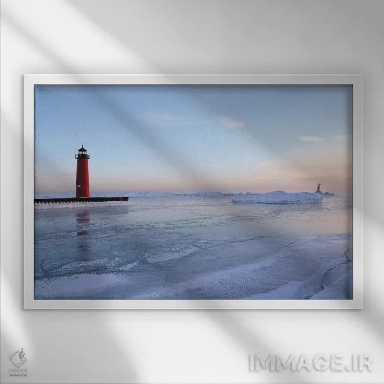 تابلو بندر یخزده اثر برایان ولف - نمای قابدار سفید