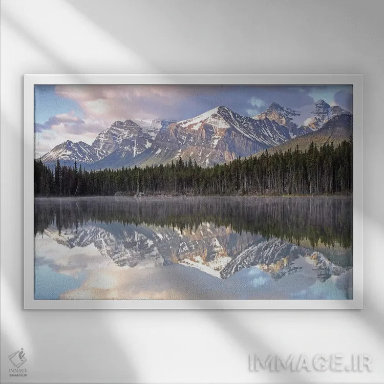 تابلو دریاچه هربرت اثر برایان ولف - نمای قابدار سفید