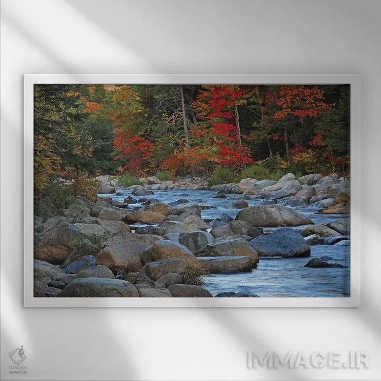 تابلو جویبار نیوهمپشایر اثر برایان ولف - نمای قابدار سفید